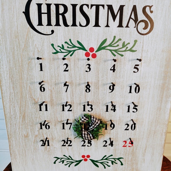 Handmade Countdown To Christmas Wooden Calendar, 25 Days of Christmas Calendar - Picture 2 of 9